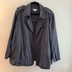 Gray Casual Trench- Style Jacket